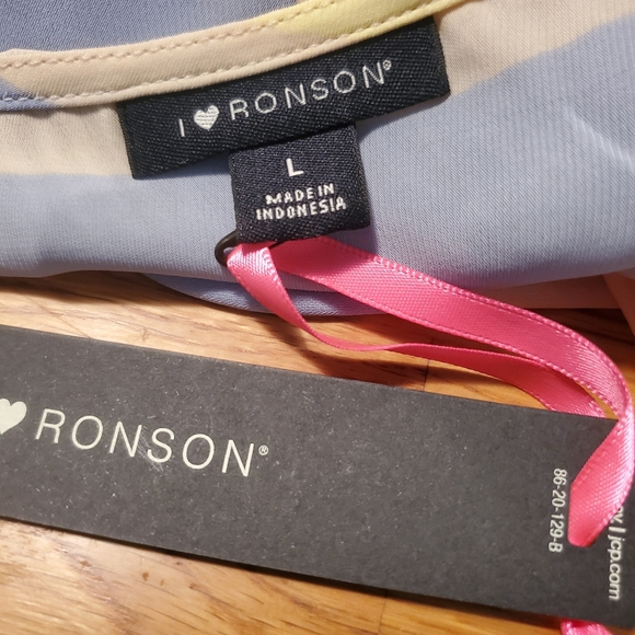 I Love Ronson Block Stripe Chiffon Dress - Large - Picture 6 of 7